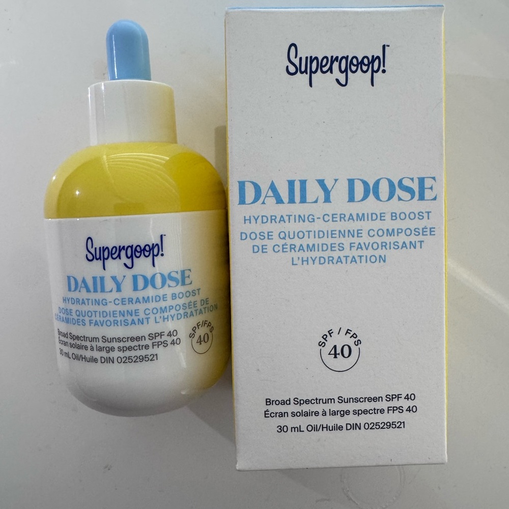 Supergoop! Daily Dose Hydrating-Ceramide Boost SPF 40 in Yellow and White